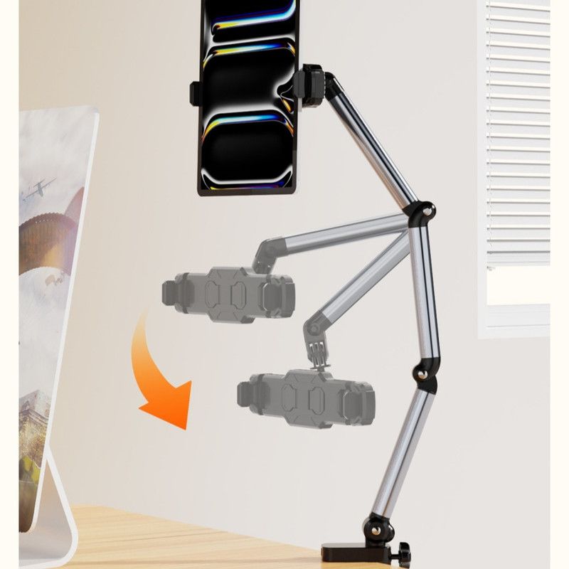 Aluminum Alloy Cantilever Phone Mount, Clamp Lazy Stand For Desk & Bed, Foldable Holder — image 3