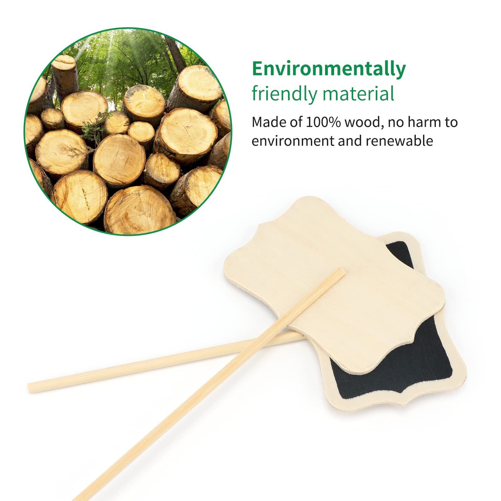 20 Pcs Wood Chalkboard Plant Tag, Wooden Stakes Plant Labels Horticultural decorative wooden message board โ image 2