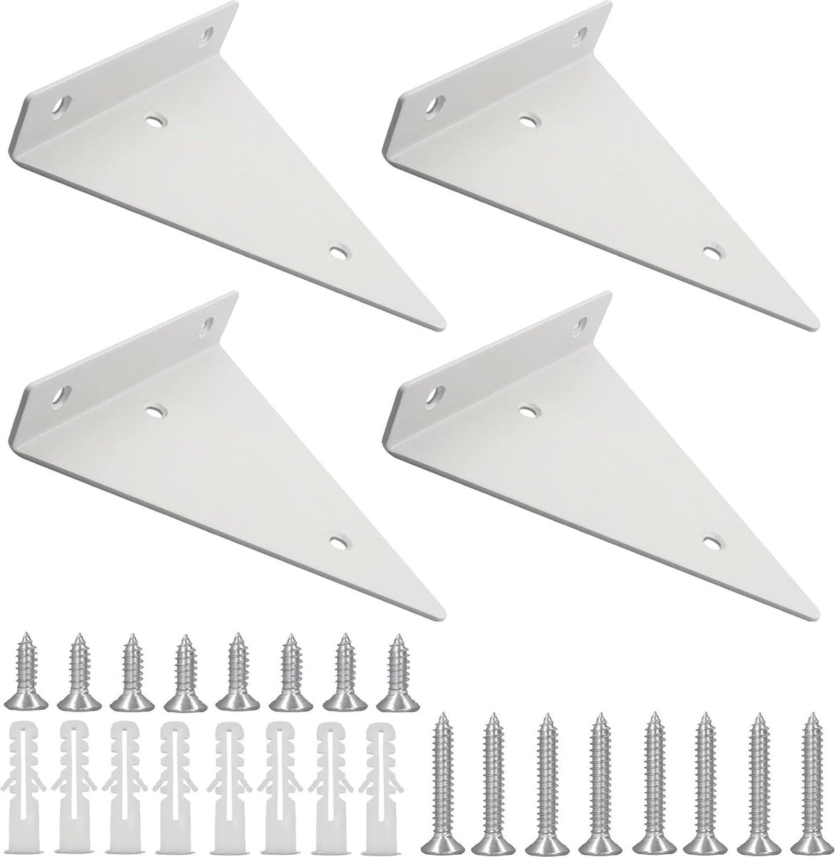 Wall shelf brackets - 4 pieces - shelf brackets - iron - white - 140 x 130 x 27 mm - multifunctional - wall mounted - heavy - invisible - for wall mounting