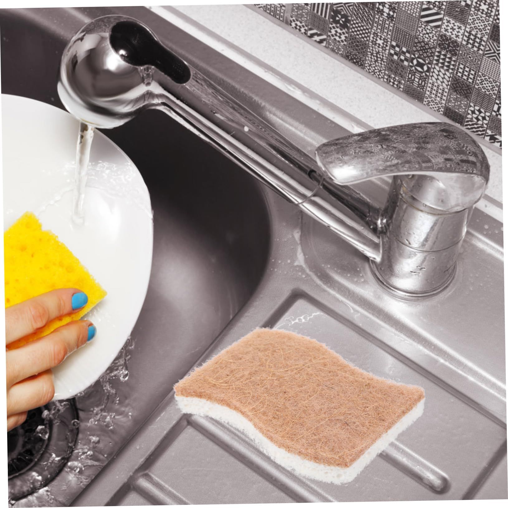 6pc Non-Scratch Scrub Sponge- Natural Sponges for Non-Stick Cookware, Kitchen Sponges, Cellulose Sponges for Dishes — image 3