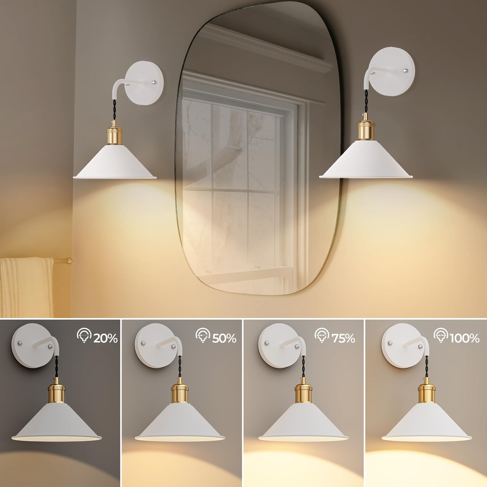 Battery Operated Wall Sconce, Wireless Wall Lights Set of 2, 13 RGB Colors Dimmable Battery Powered Wall Lamp with Remote, Memory Function, Timer for Bedroom — image 3