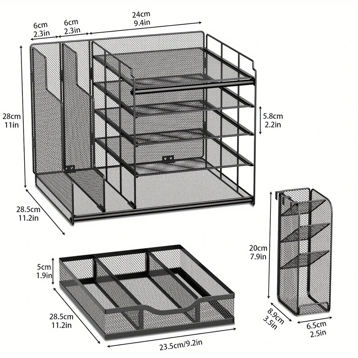 Multi Layer Desktop File Rack Storage Organizer Black Plastic for Office Home — image 3