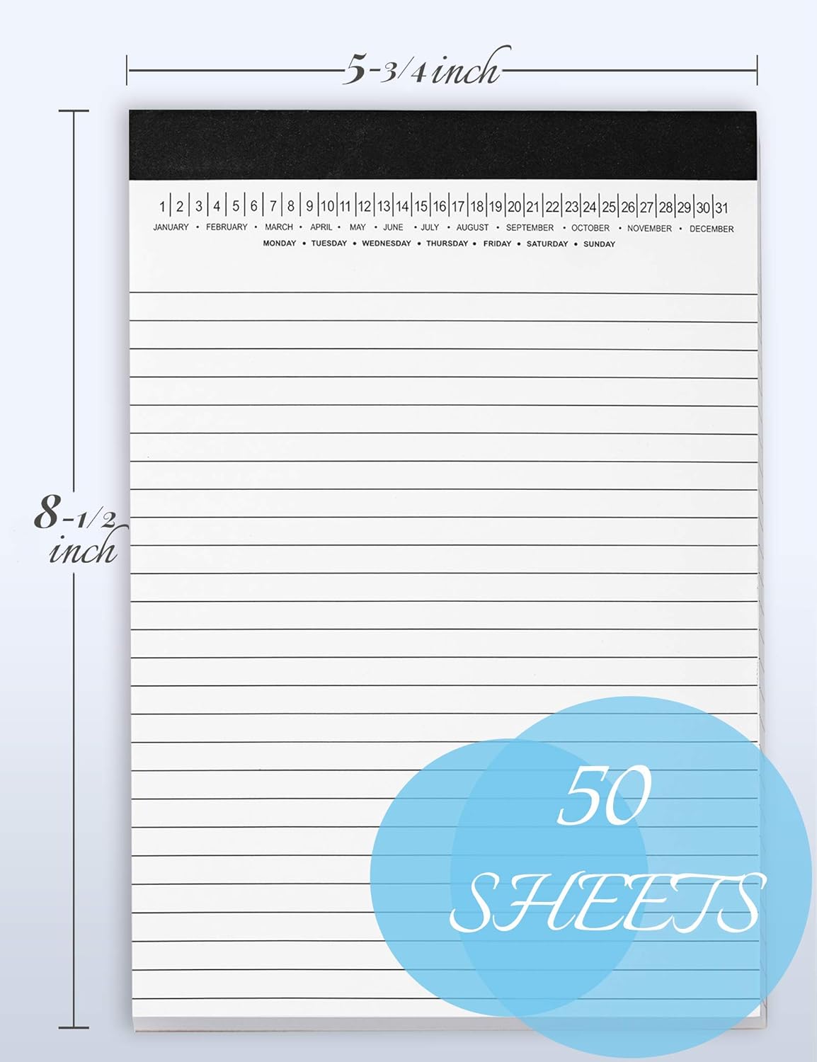Small Legal Pads 5-3/4"x 8-1/2" Notepad with Date on Top, 50 Sheets, 6 Pack, White Lined Paper Mini Memo Pads, College Ruled Writing Pads for Office School — image 3