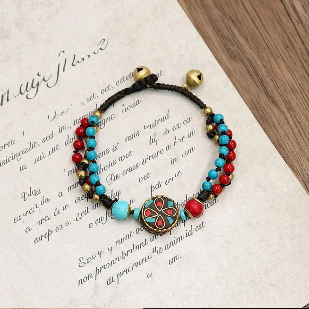 Ethnic Style Handmade Bracelet Color Stone Sky Bead Fashion Round Bead Bracelet — image 4
