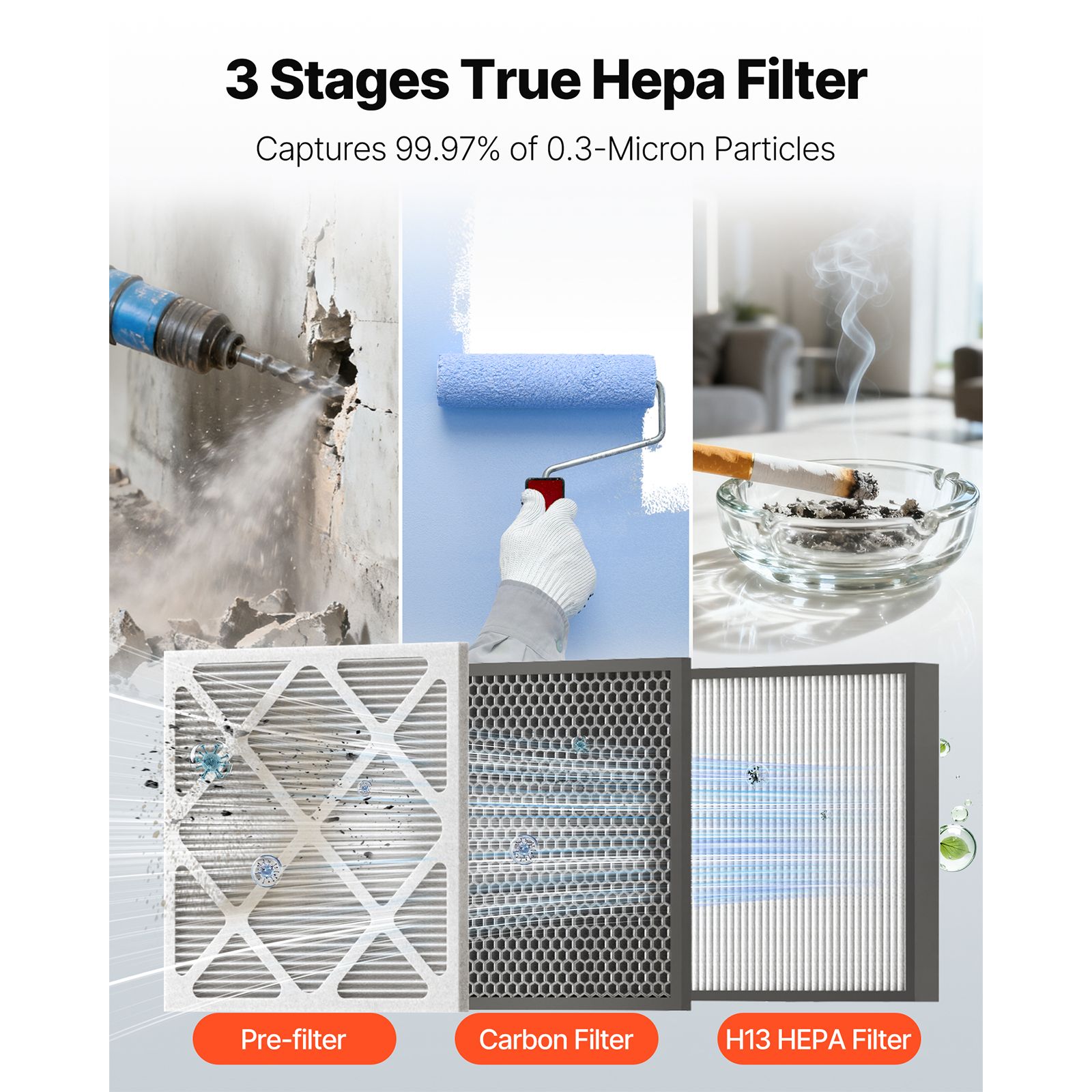 Air Scrubber with 3-Stage Filtration, Stackable Negative Air Machine 550 CFM, Air Cleaner with MERV10, Carbon, H13 HEPA, for Home, Industrial and Commercial โ image 3
