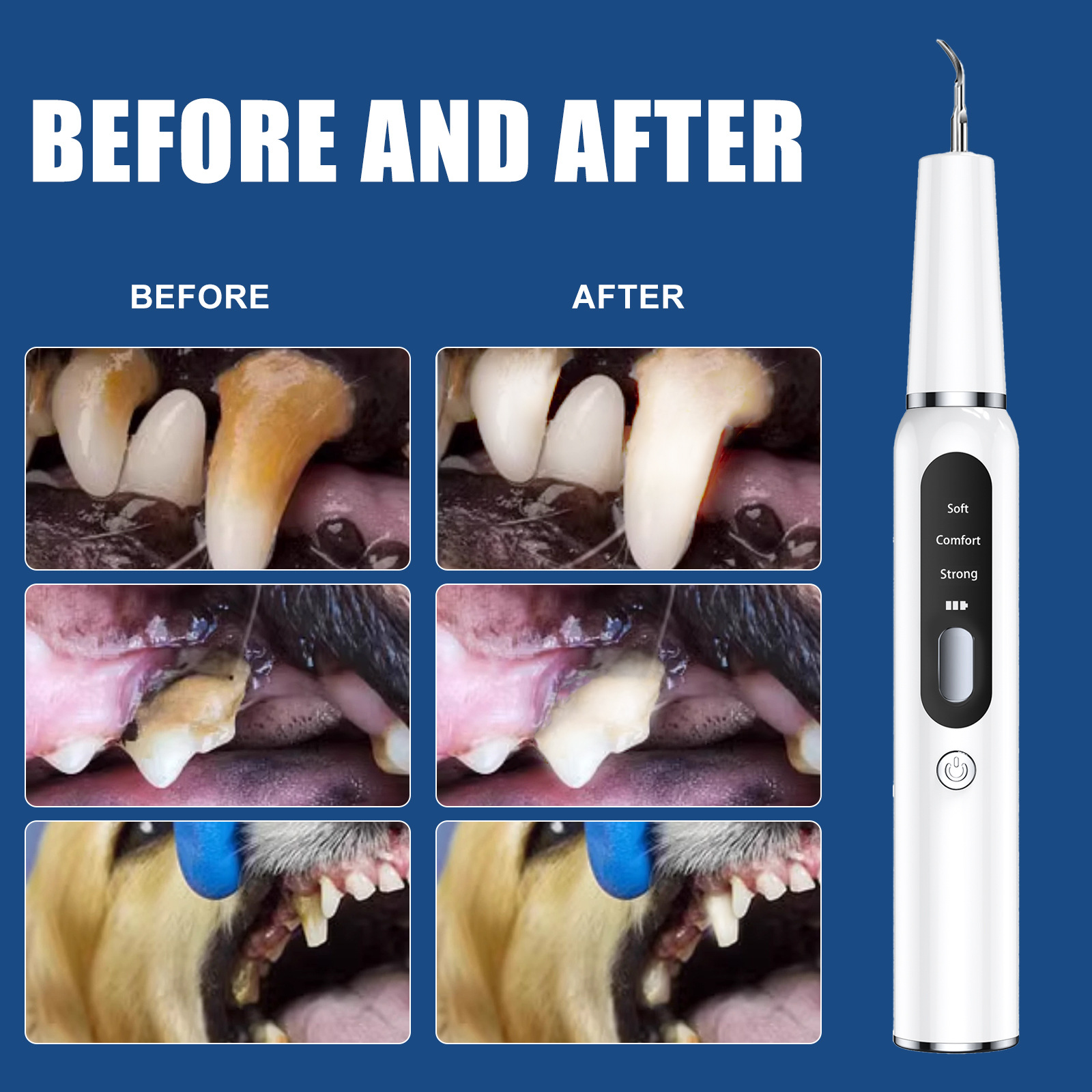 Black Professional Pet Dental Cleaning Kit - Ultrasonic Scaler, Tools & 3 Modes — image 3