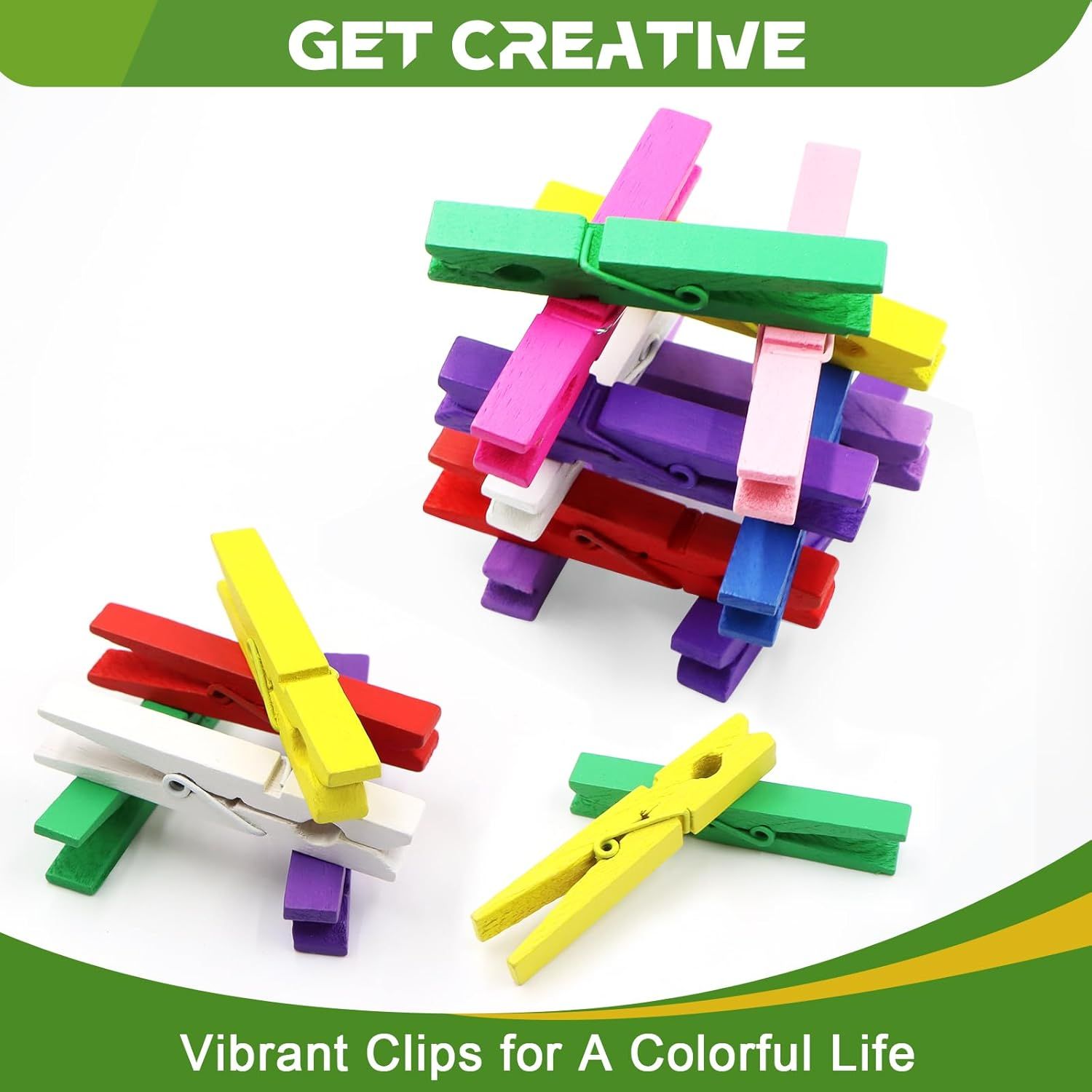 100 Pcs Colored Clothes Pins Wooden, Colored Clothespins for Crafts 2.9 Inch, Clothing Pins for Hanging Classroom — image 5