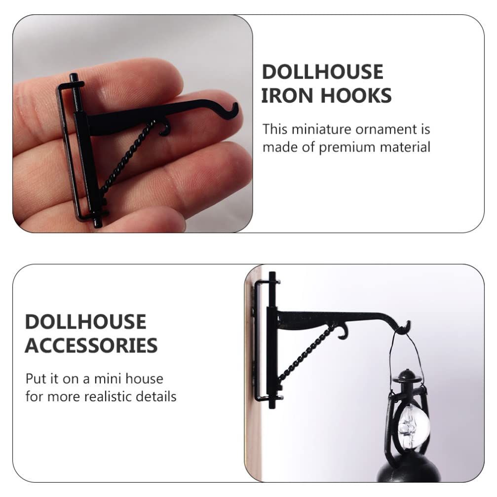 4pcs Miniature Dollhouse Plant Bracket Dollhouse Plant Hangers Wall Hooks Iron Wall Hooks for Plant Hanging Bird Feeder Dollhouse — image 4