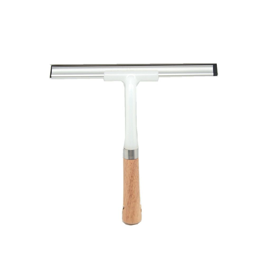 Glass Wiper Cleaning Squeegee with Long Wooden Handle Silicone Blade Window Cleaner Tool for Home Bathroom Glass Water Removal and Window Cleaning