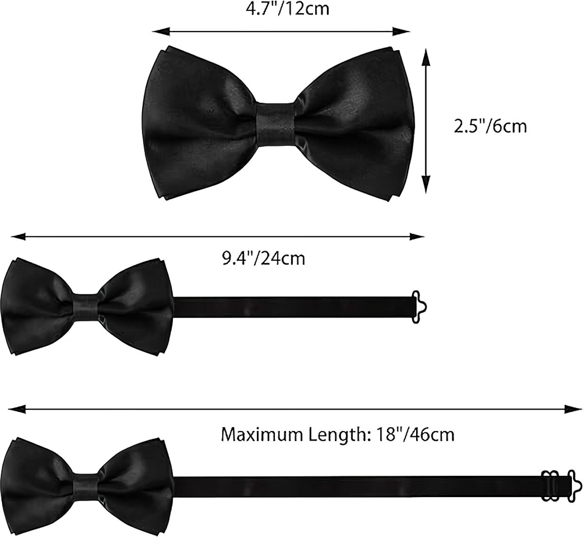8 men's bow ties, pre-tied men's bow ties, adjustable satin bow tie for all ages — image 2