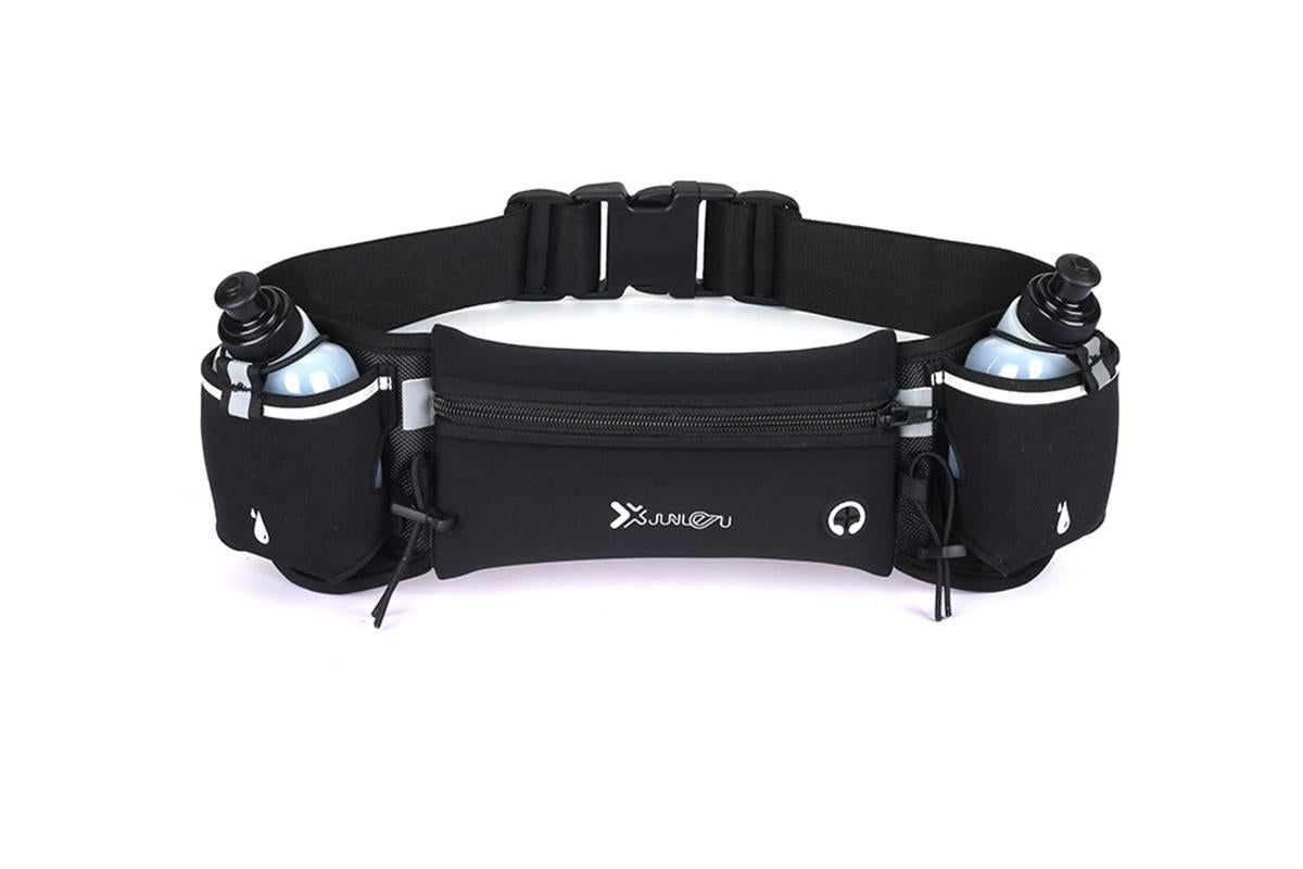 Hydration Running Belt with 2 Water Bottles and Phone Pouch for Marathon Hiking - Green โ image 4