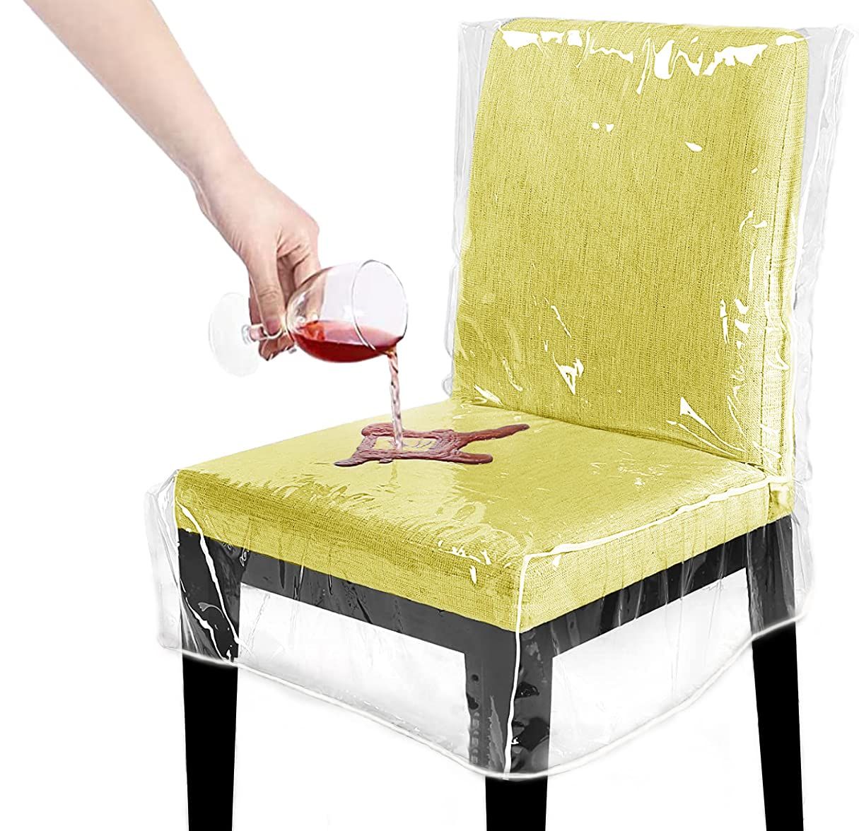 Plastic Dining Chair Covers, Waterproof Plastic Chair Covers with Backrests Heavy Duty Clear Chair Seat Cover, No Dust, Dirt — image 2