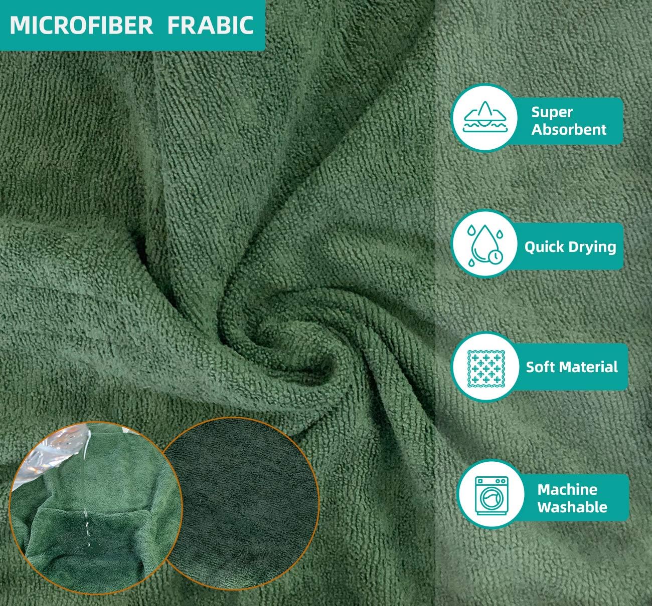 Dog Bathrobe - Size M - Green with Orange Trim - Absorbent Pet Towel with Adjustable Strap — image 4