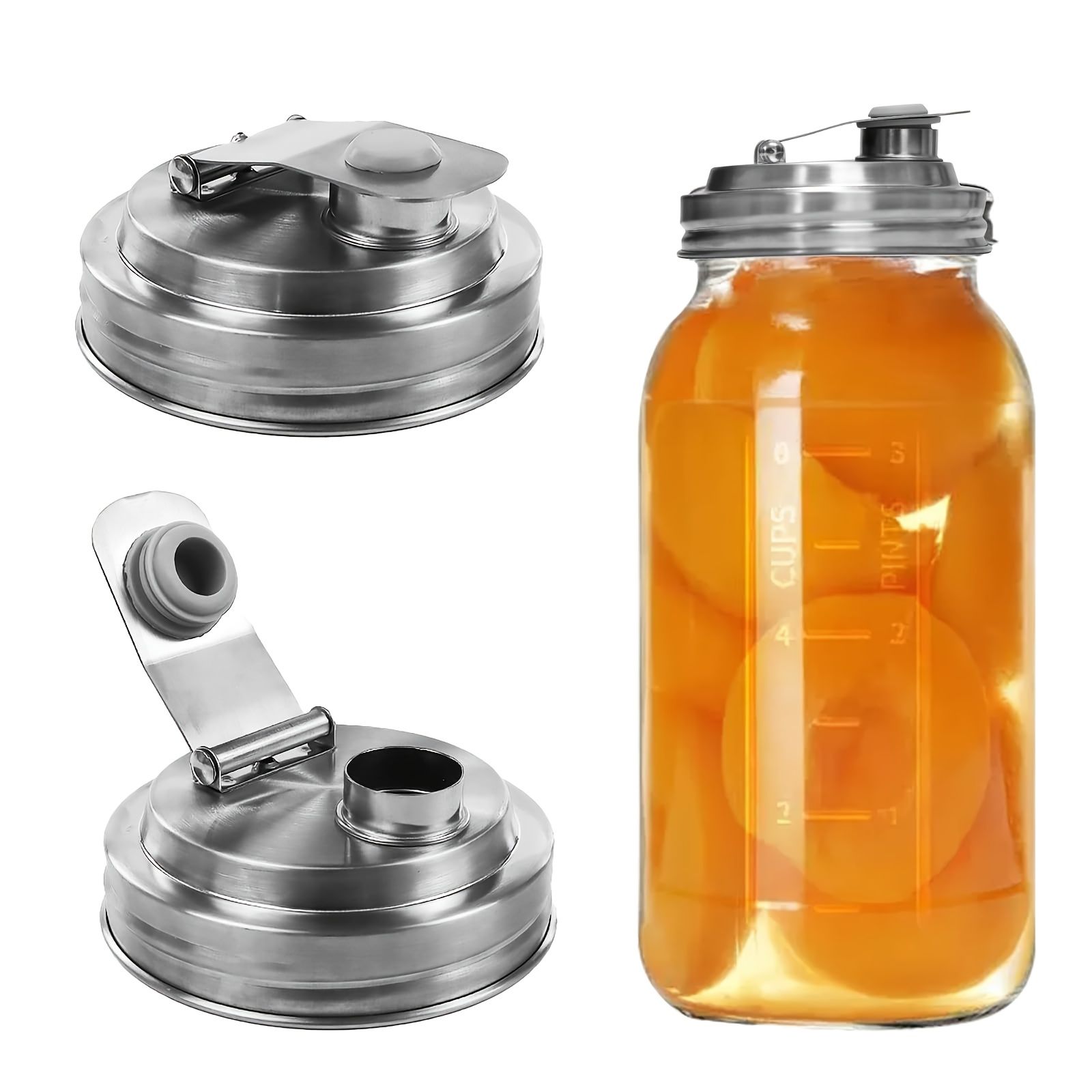 Wide Mouth Mason Jar Stainless Steel Pour Spout Lid, Reusable Mason Jar Lids, for 86MM Ball Wide Mouth Mason Jars, Leak Proof Seal, for Drinking Salad Dressing — image 4