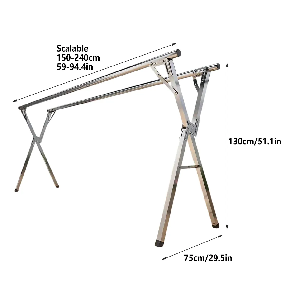 Floor Standing Folding Clothes Drying Rack Extendable 150-240cm โ image 3