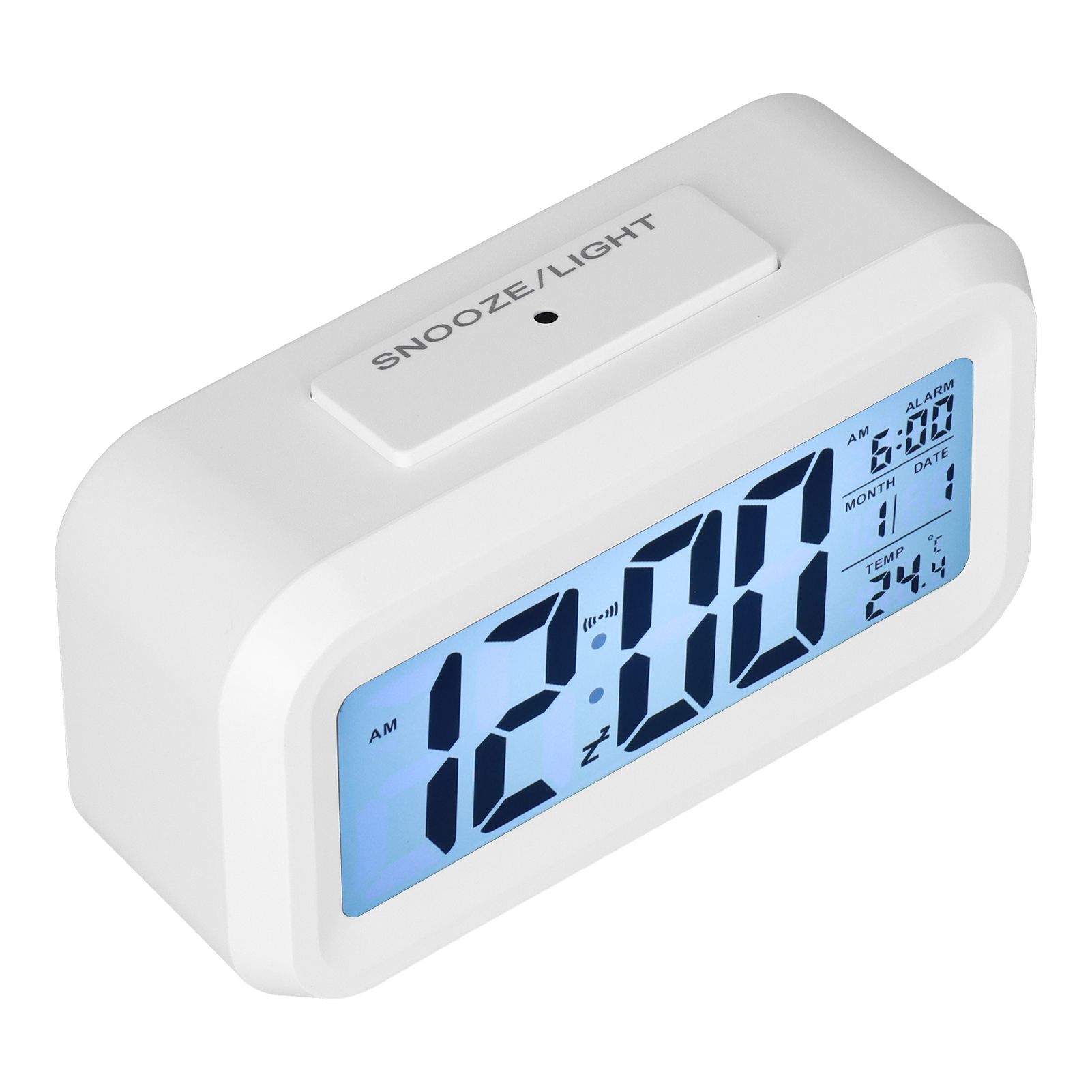 Digital Alarm Clock LED Large Display Electronic Night Light Snooze Function Alarm Clock for Bedroom Home OfficeWhite โ image 3