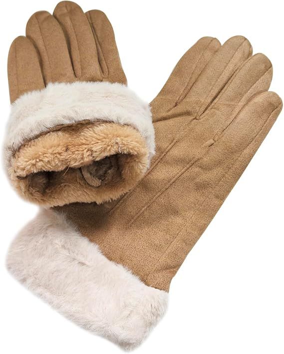 Women Winter Warm Touchscreen Gloves Thermal Fleece Lined Mittens Outdoor Suede Gloves — image 2