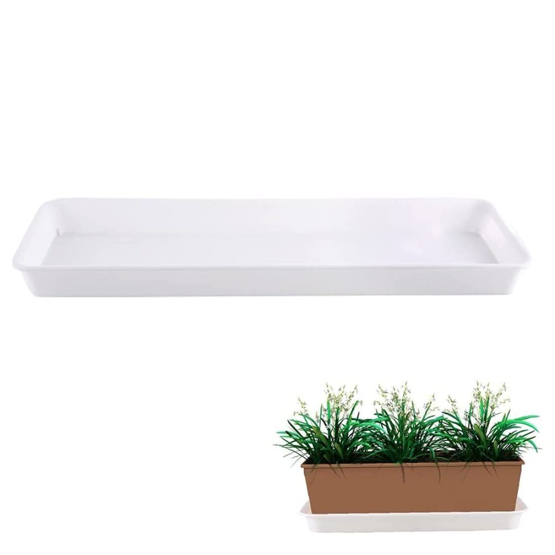 Plastic Plant Pot Rectangle Heavy Duty Large Flowerpot Tray Resin Plant Drip Saucer Base Flower Box Saucer Suitable for Long Planter — image 2