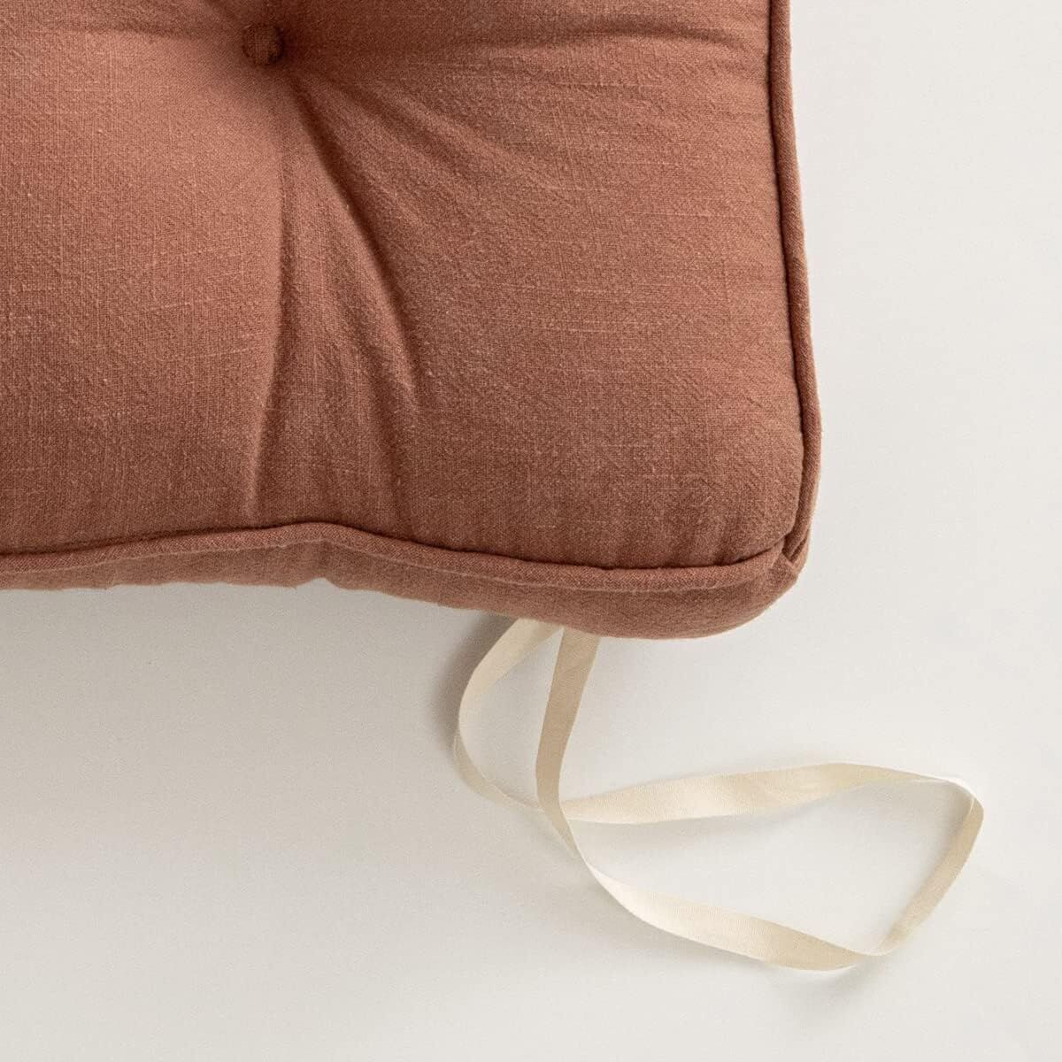 43 × 6cm Linen Cotton Thick Seat Cushion: Plush, Solid-Colour, for Office & Home Chairs, Aussie Comfort Essential(Amber Brown) — image 4