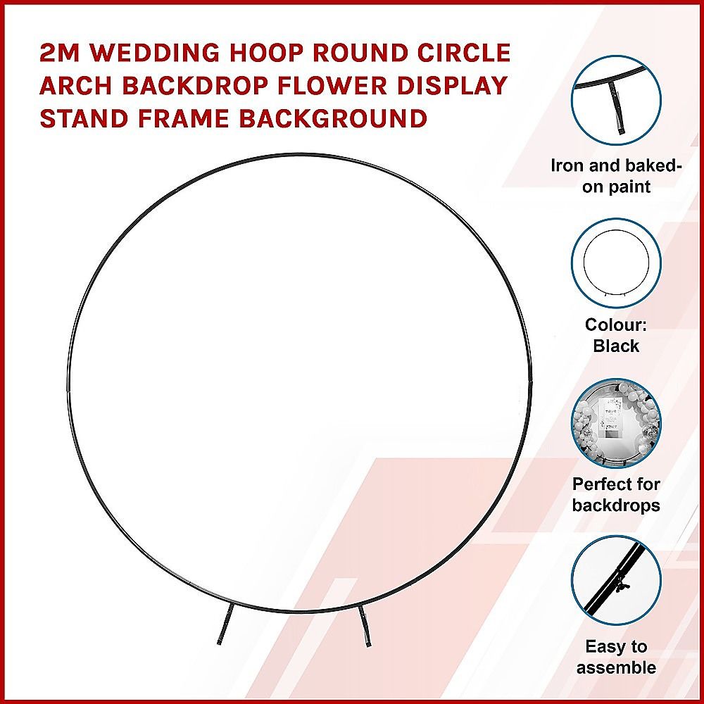 2M Wedding Hoop Round Circle Arch Backdrop Flower Display Stand Frame Background โ image 3