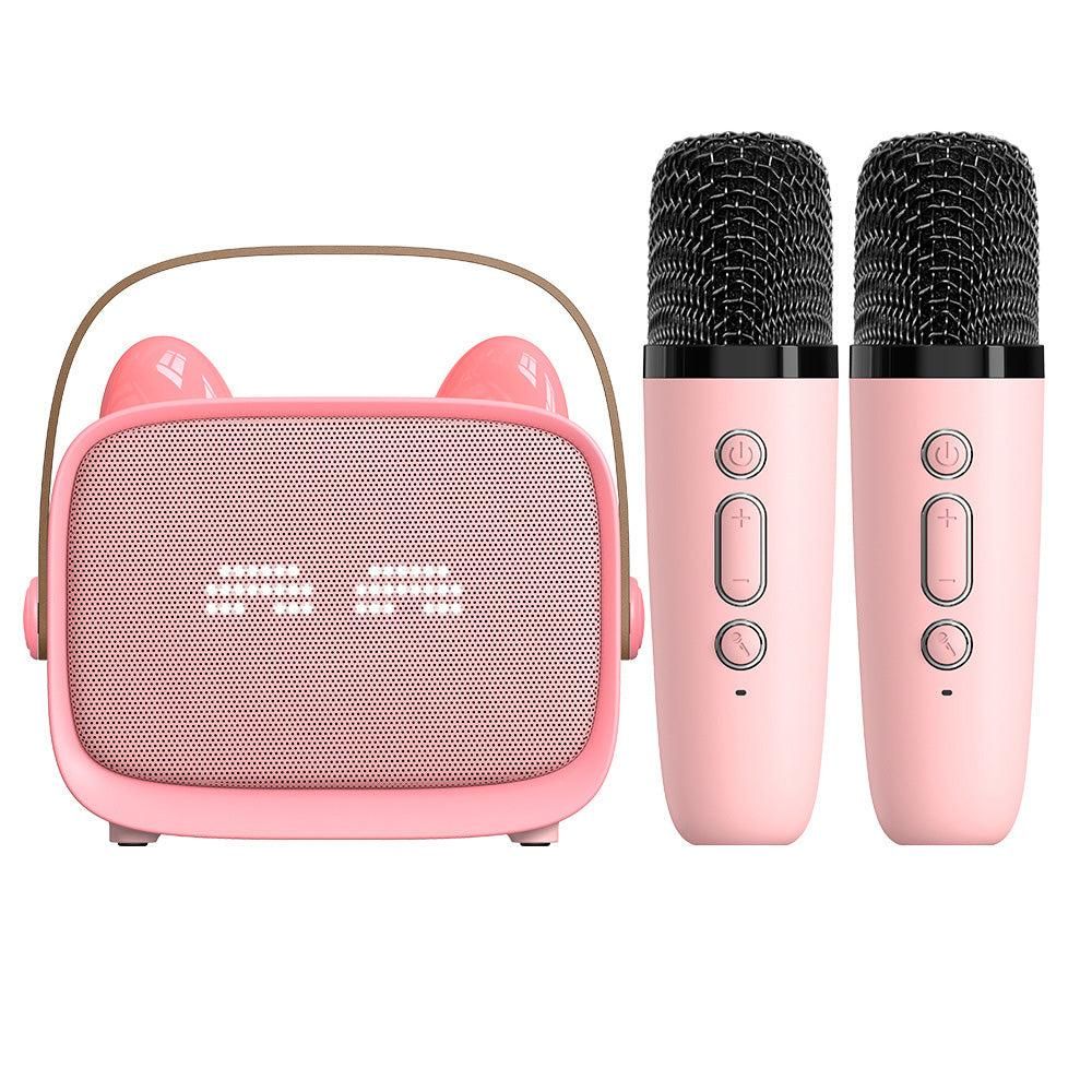 Mini Karaoke Machine - Portable MP3 Player with 2 Wireless Mics Toys & Gifts Pink — image 3