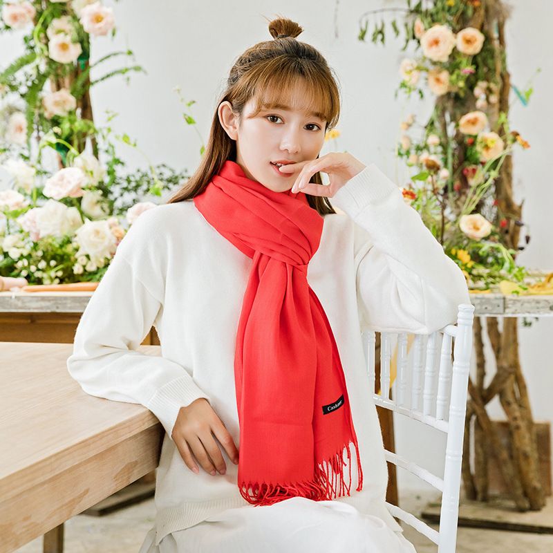 2 Pack Cashmere-Look Scarf Shawls with Fringe, Soft Warm Wraps, Light White — image 2