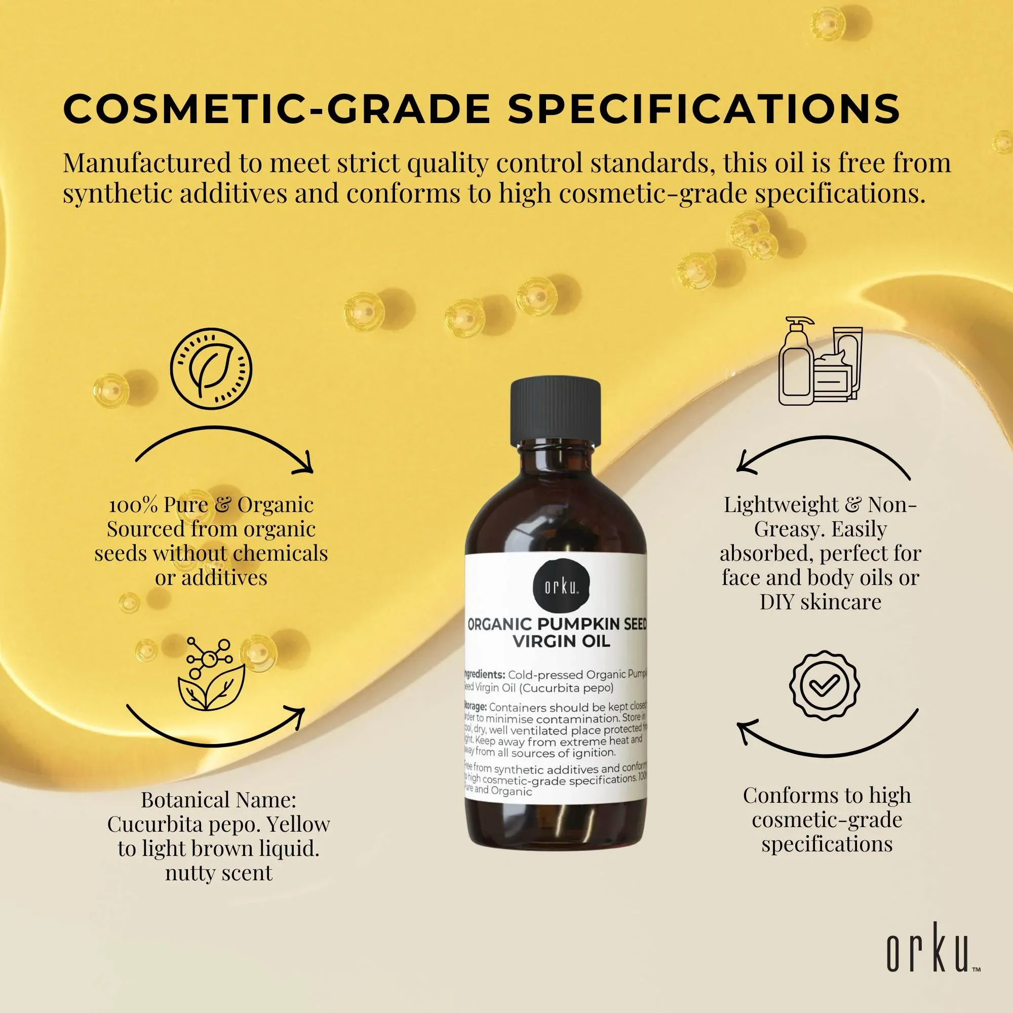 Orku 100ml Organic Pumpkin Seed Virgin Oil Cold Pressed Cosmetic Grade โ image 4