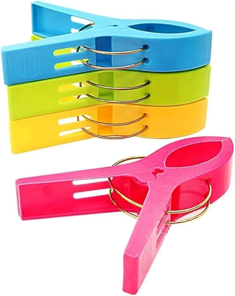 12 pcs Large Clothes Pegs, MultiColor, for Towel and Beach Towel — image 4