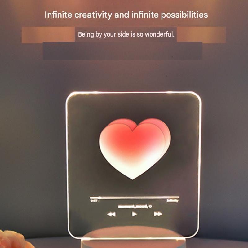 Pink Heart Design Creative Acrylic LED Night Light - Warm White Ambient Table Lamp, Decorative Desktop Mood Light, Cartoon and Creative Display Design, Compact — image 4