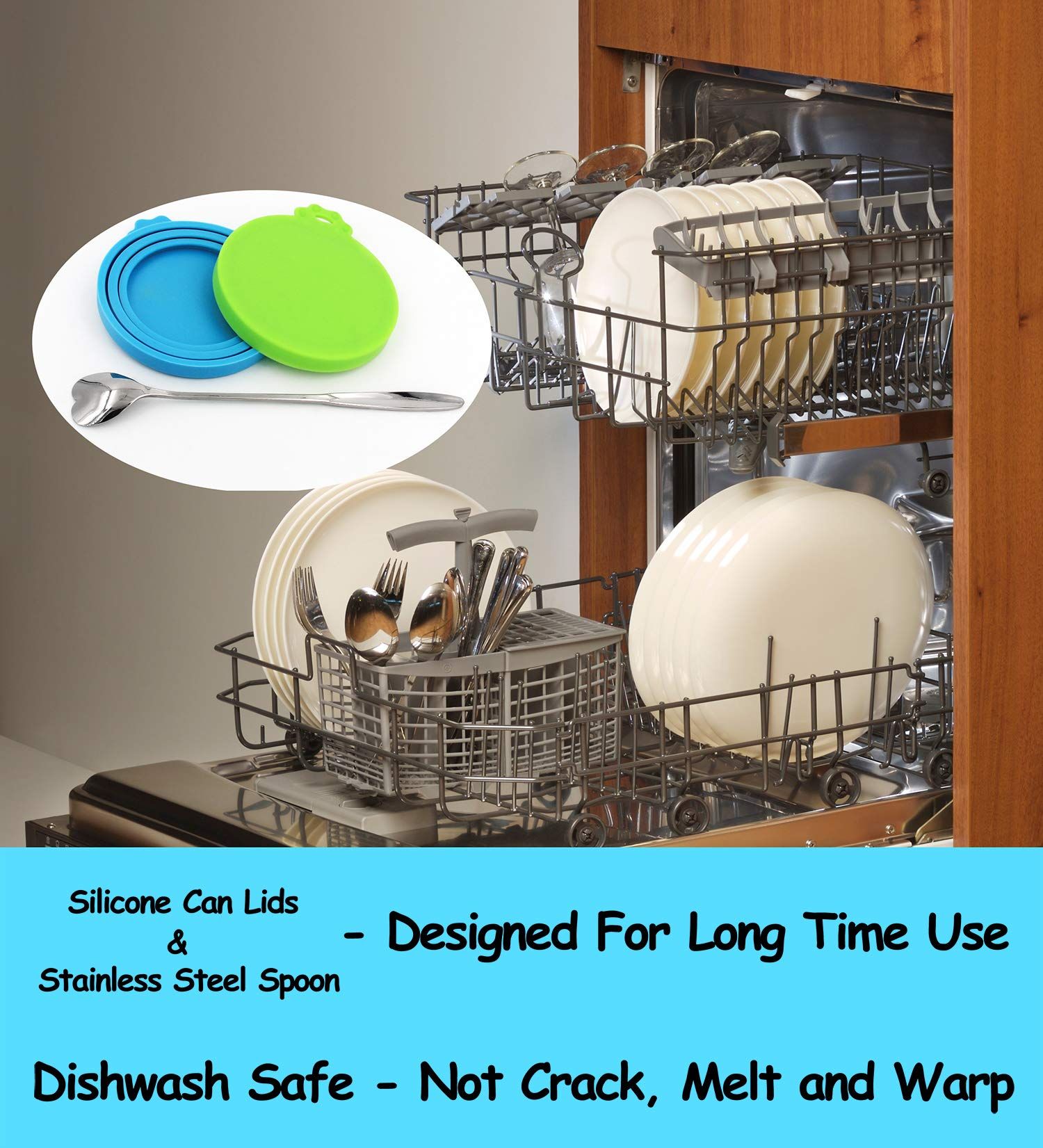 Pet Food Can Cover Silicone Can Lids for Dog and Cat Food(Universal Size, One fit 3 Size Food Cans), Blue and Green โ image 2