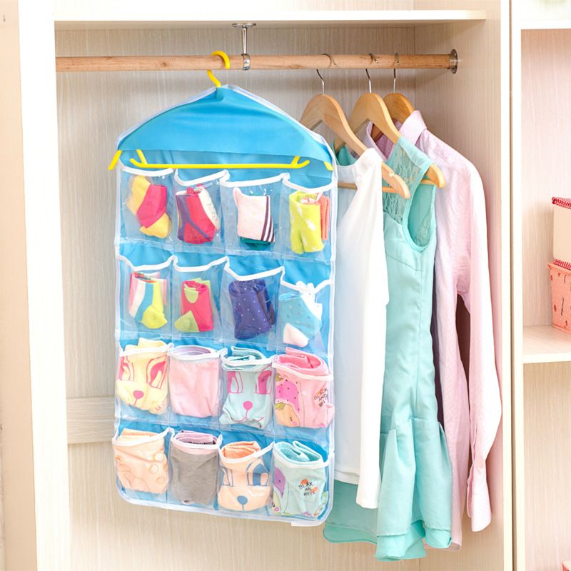 16 Clear Pockets Hanging Shoe Racks Holders Behind Door Durable Doors Shoe Storage Pockets for Closet Door for Home(Blue) — image 3