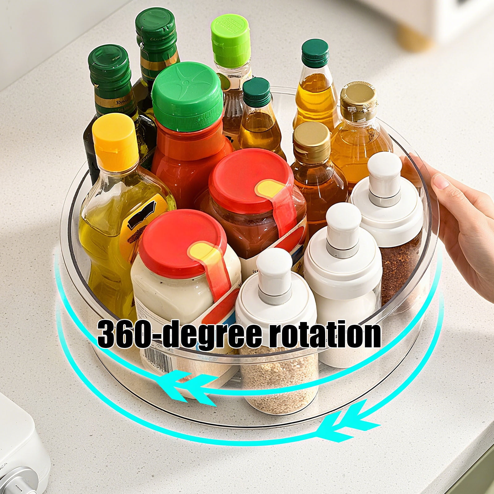 Lazy Turntable for Cabinet, Lazy Organizer with High Sides, Countertop Spinning Organizer for Spices, Clear Rotating Organizer, for Kitchen, Pantry — image 4