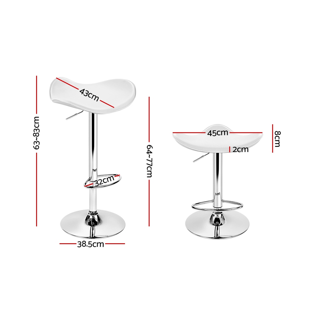 Artiss 2x Bar Stools Leather Gas Lift Chair White โ image 2