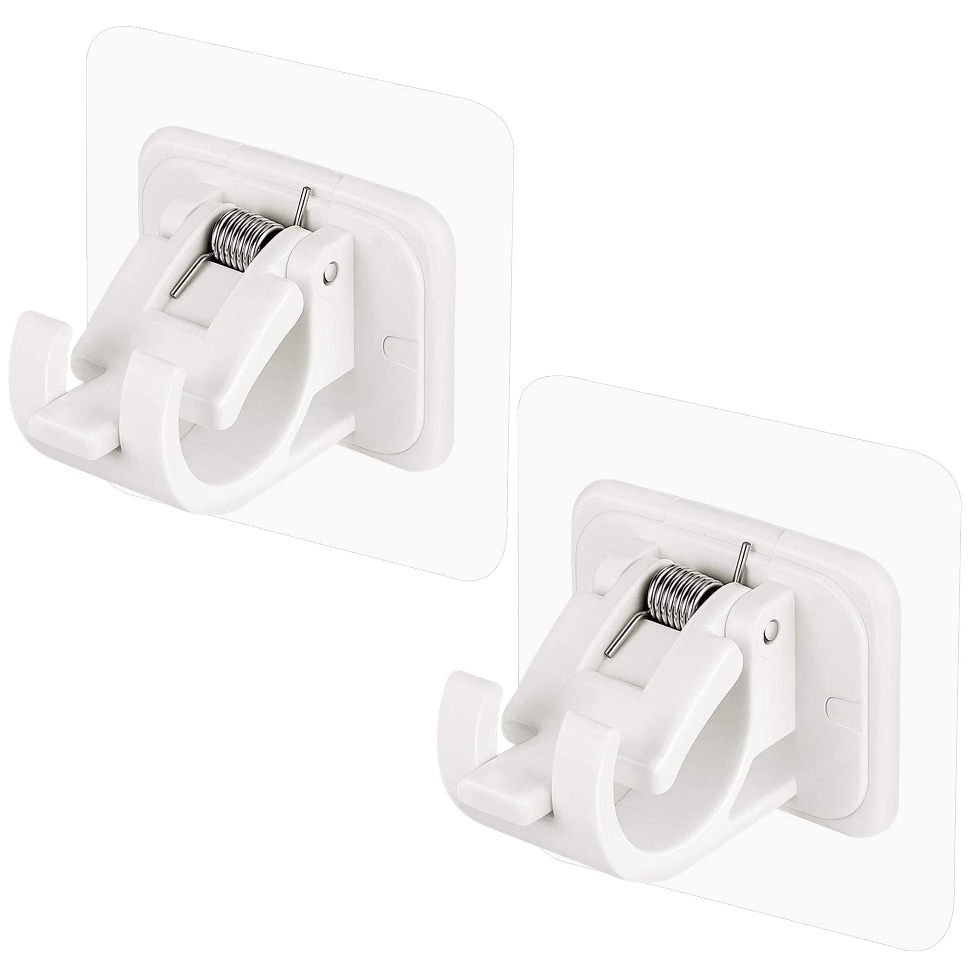 2 PCS No Drill Curtain Rod Brackets No Drilling Curtain Rod Holders Self Adhesive Curtain Rod Hooks Nail Free Adjustable Curtain