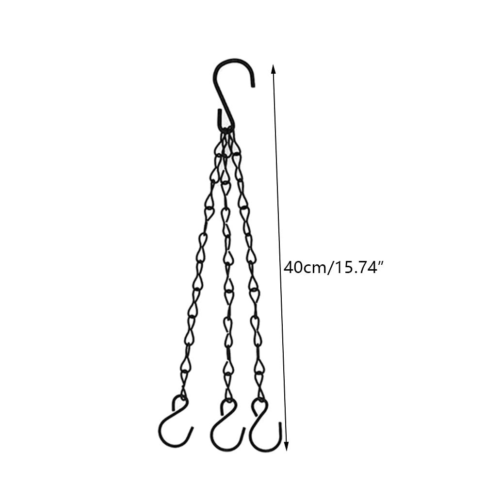 5 Pcs Hanging Chain, Heavy Duty 15.7 Inch Hanging Flower Basket Galvanized Replacement Chain -3Point Garden Plant Hanger (Black) — image 3