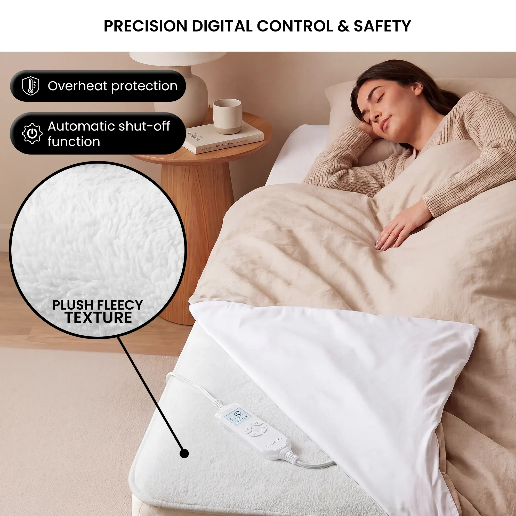 Laura Hill Single Electric Heated Underlay Blanket Fleecy Fabric with Timer — image 5