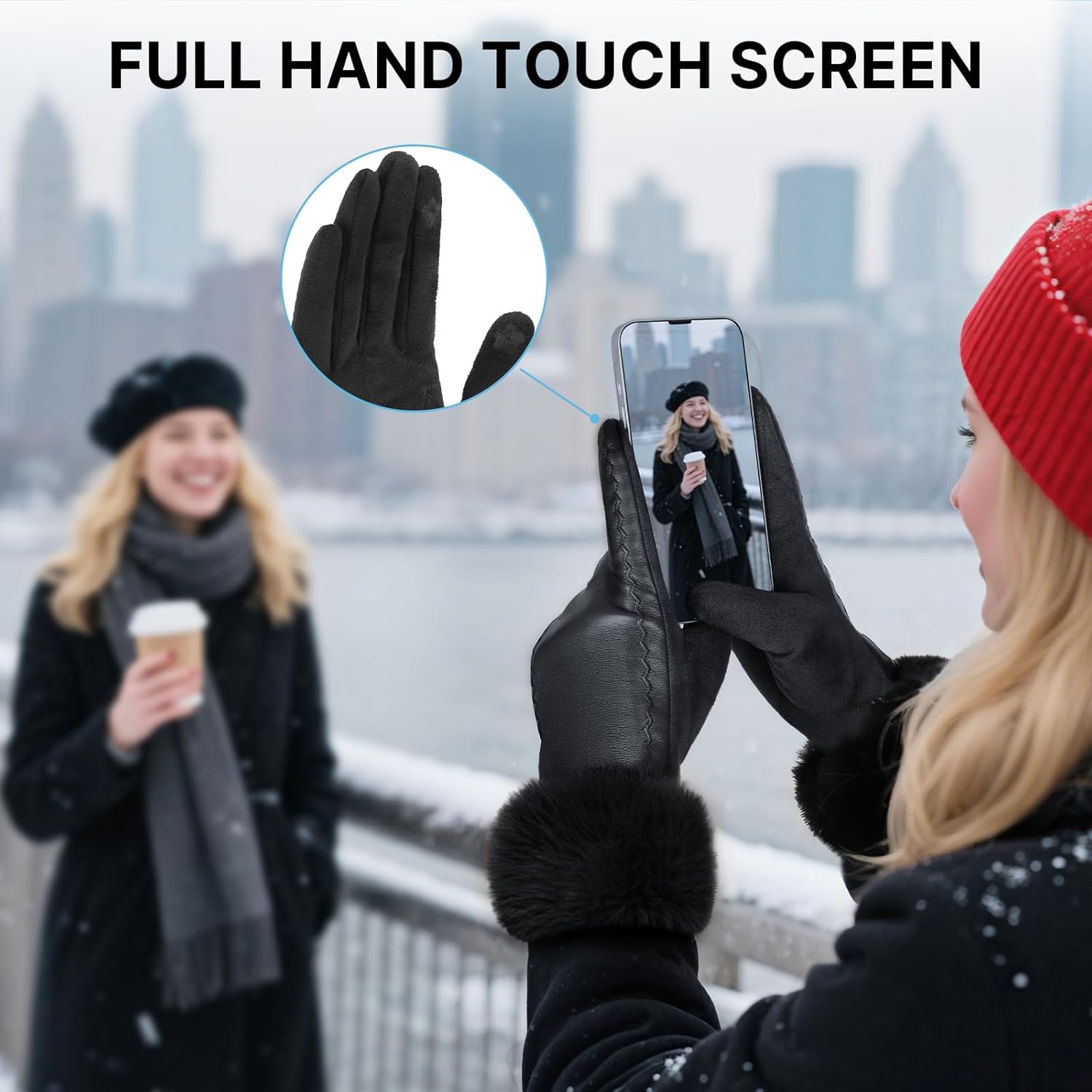 Leather Gloves for Women, Warm Winter Gloves Women with Plush Cuff, Touchscreen Womens Gloves for Cold Weather โ image 5