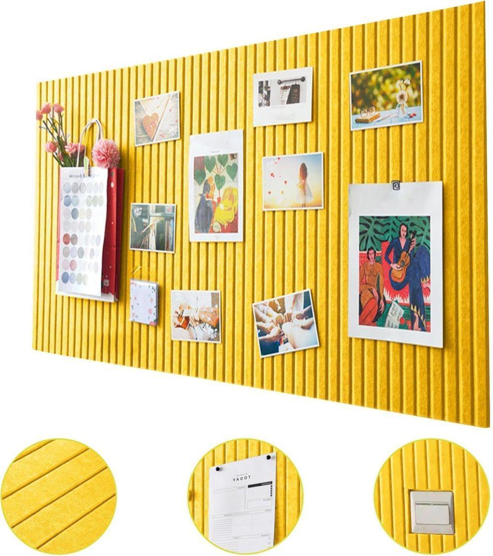 40x60cm Self-Adhesive Photo Board, Decorative Cork Wall Panel Bulletin Board with Acoustic Panels for Photos and Messages, Yellow, for Home and Office — image 4