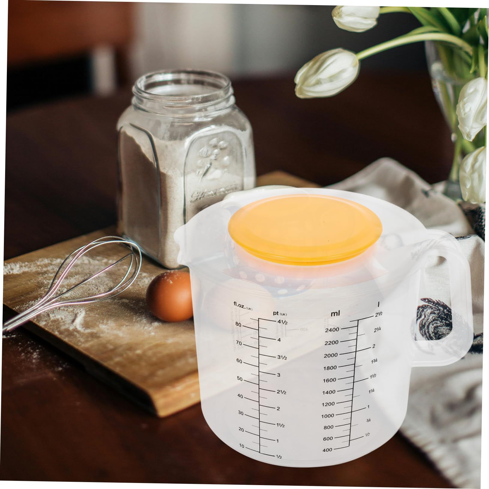 Baking Measuring Cup Mixing Bowl with Scale Salad Bowl with Lid Measuring Cup Baking Tool ( White ) Graduated Mixing Bowl โ image 5
