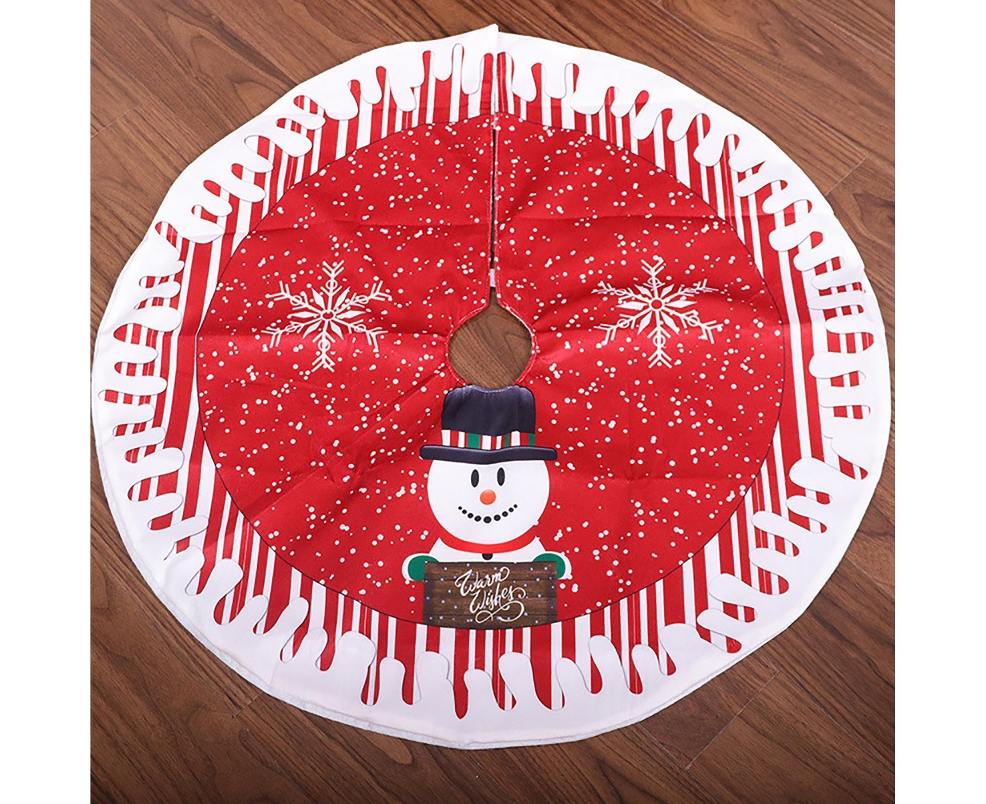 Round Elk/Santa/Snowman Print Xmas Tree Skirt Cover Floor Carpet Christmas Decor-B โ image 5