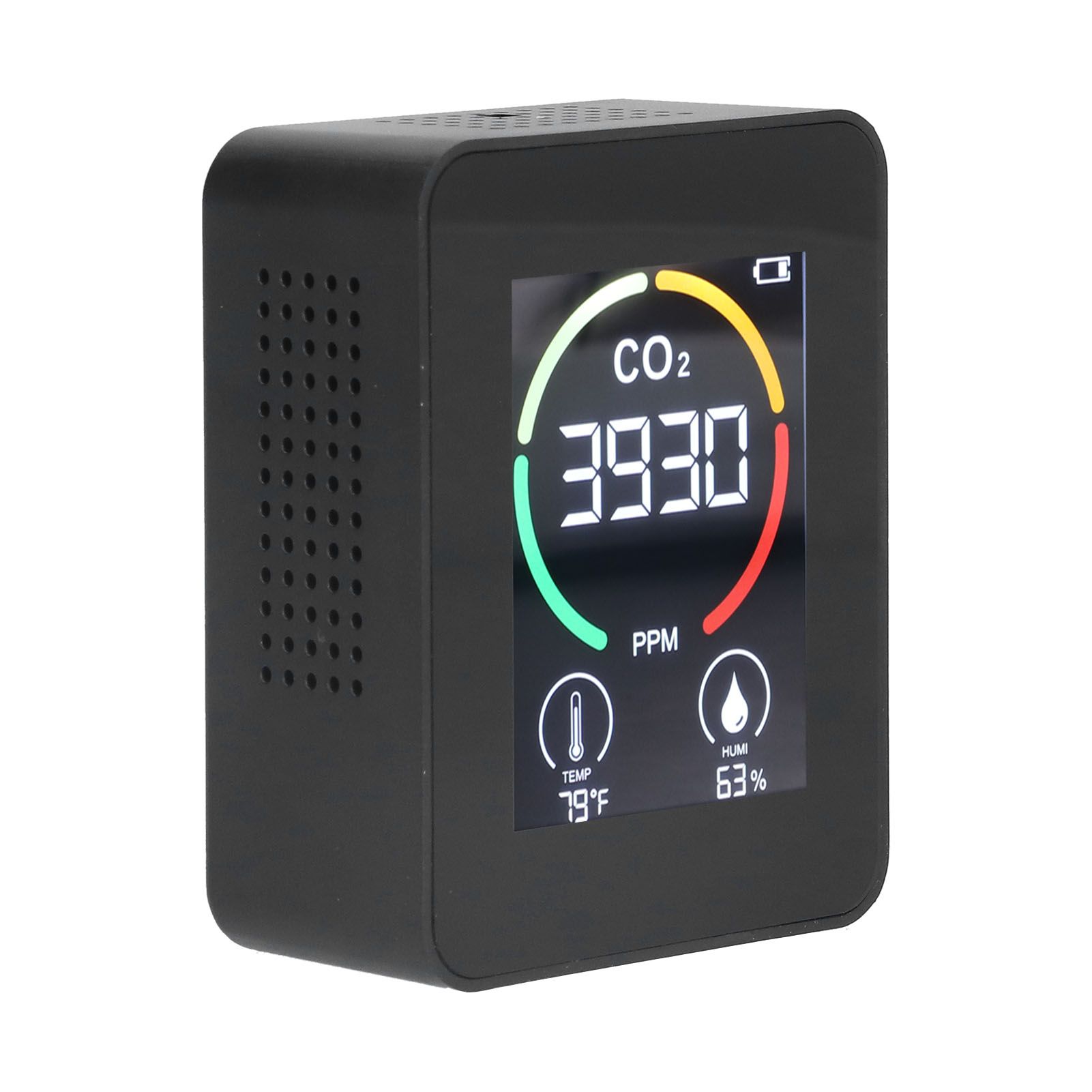 Air Quality Monitor 3 in 1 Intelligent Color Screen Portable Carbon Dioxide Detector for Home UseBlack — image 3