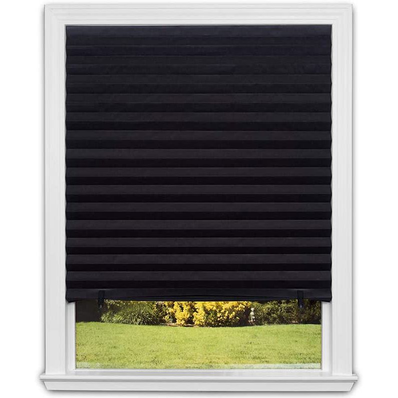 Cordless Room Darkening Temporary Pleated Vinyl Window Shades- Light Filtering Pull Down Blinds for Windows