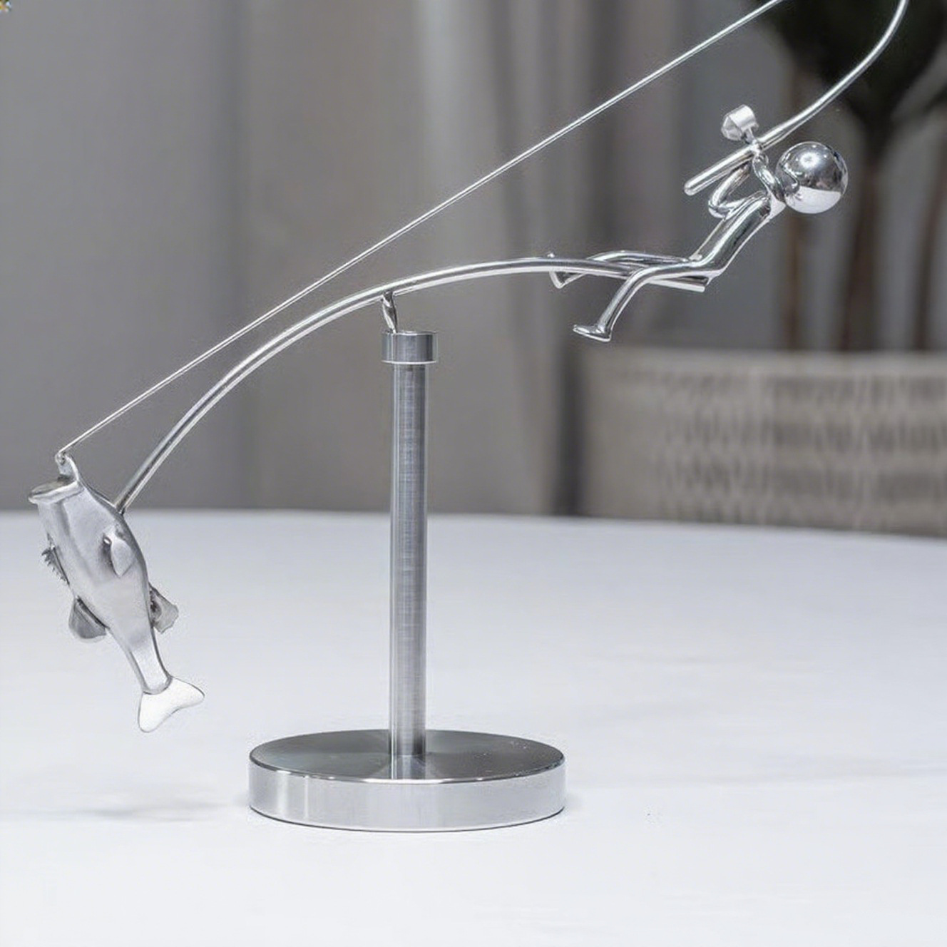 The Balancing Fisherman Sculpture - Kinetic Desk Art Decor, Office Zen Toy, Gift for Dad — image 4