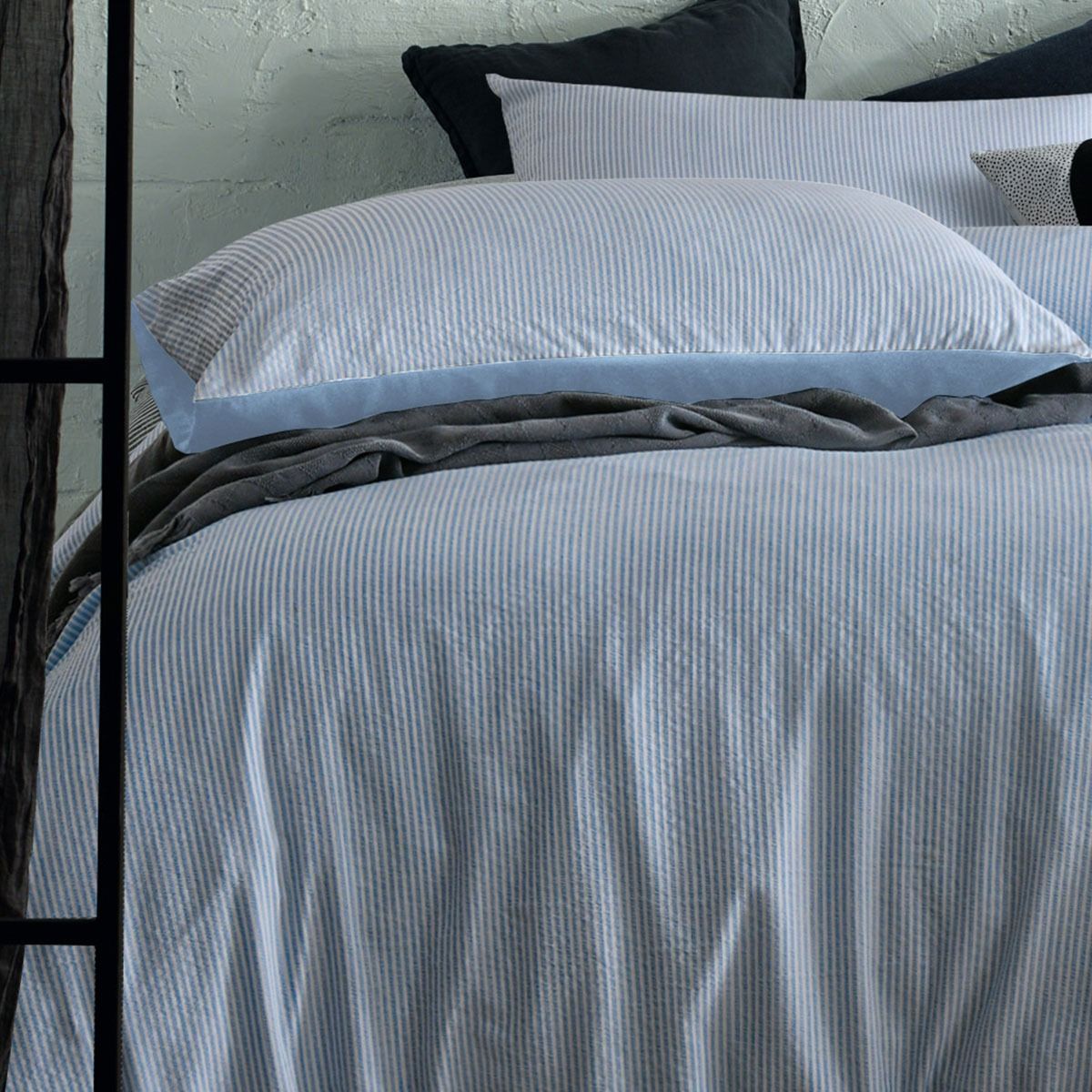 Accessorize Ripley Blue Striped Pattern Quilt Cover Set Queen β image 3