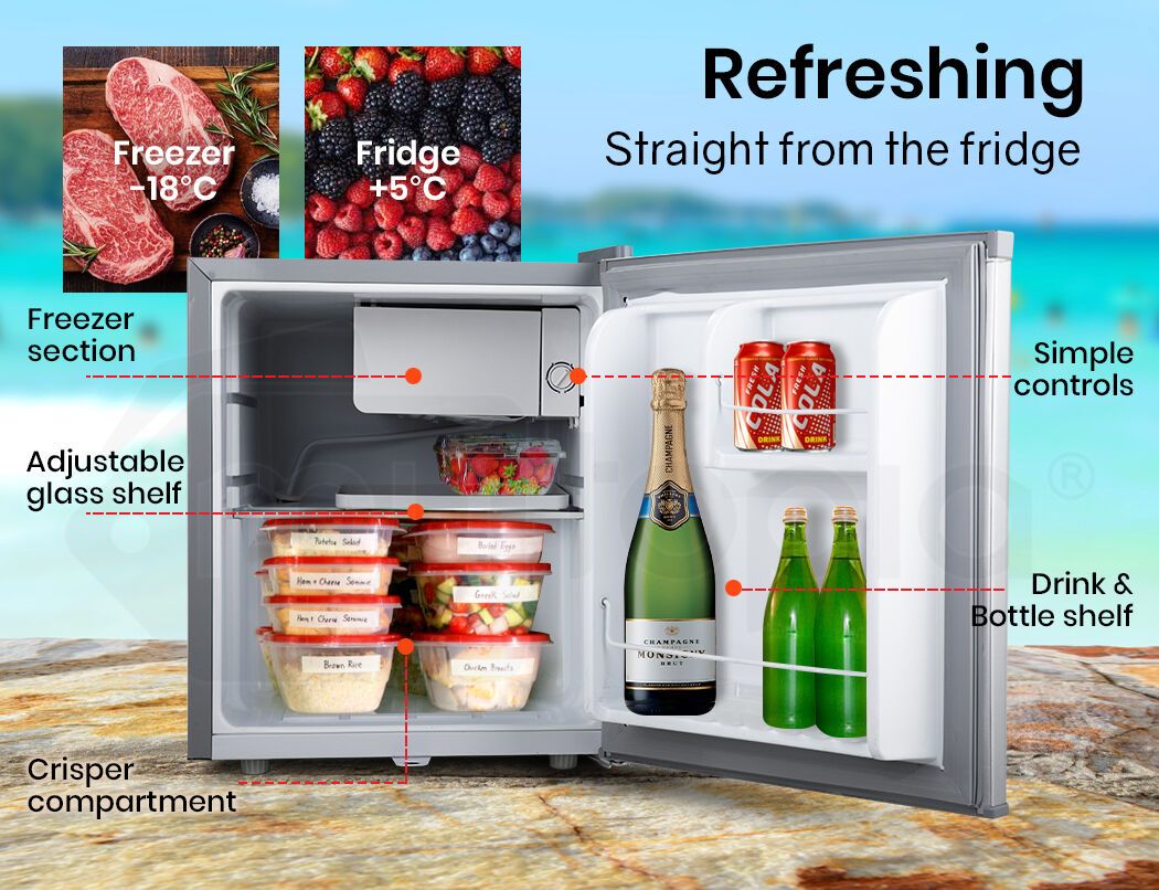 GECKO 57L Portable Camping Bar Fridge with Freezer 12V/24V, Silver โ image 4