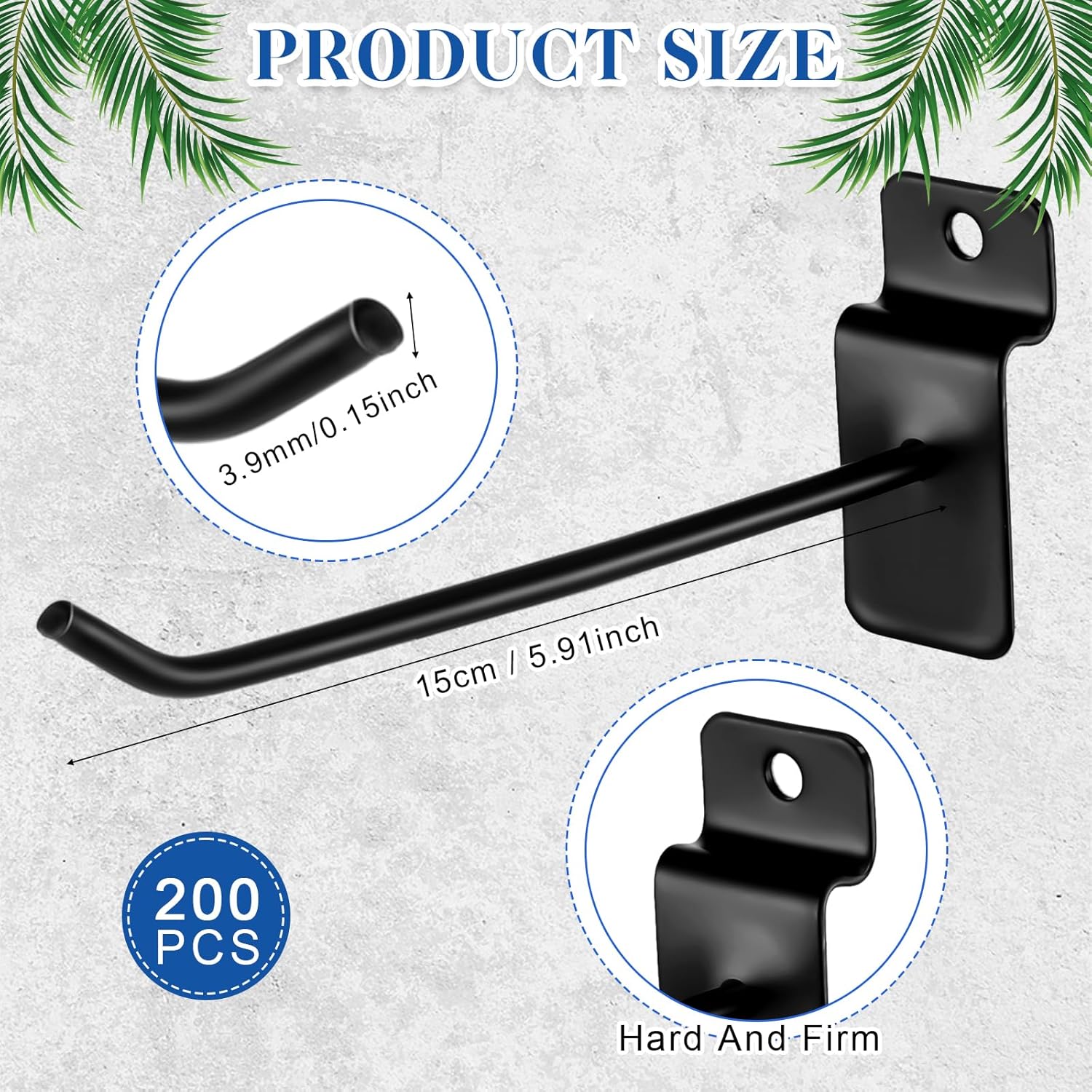 200 Pcs 6 Inches Slatwall Hooks Accessories Black Slat Wall Hanging Hangers Metal Retail Hooks Shelf Brackets Pegs for Pegboard Garage Display โ image 2