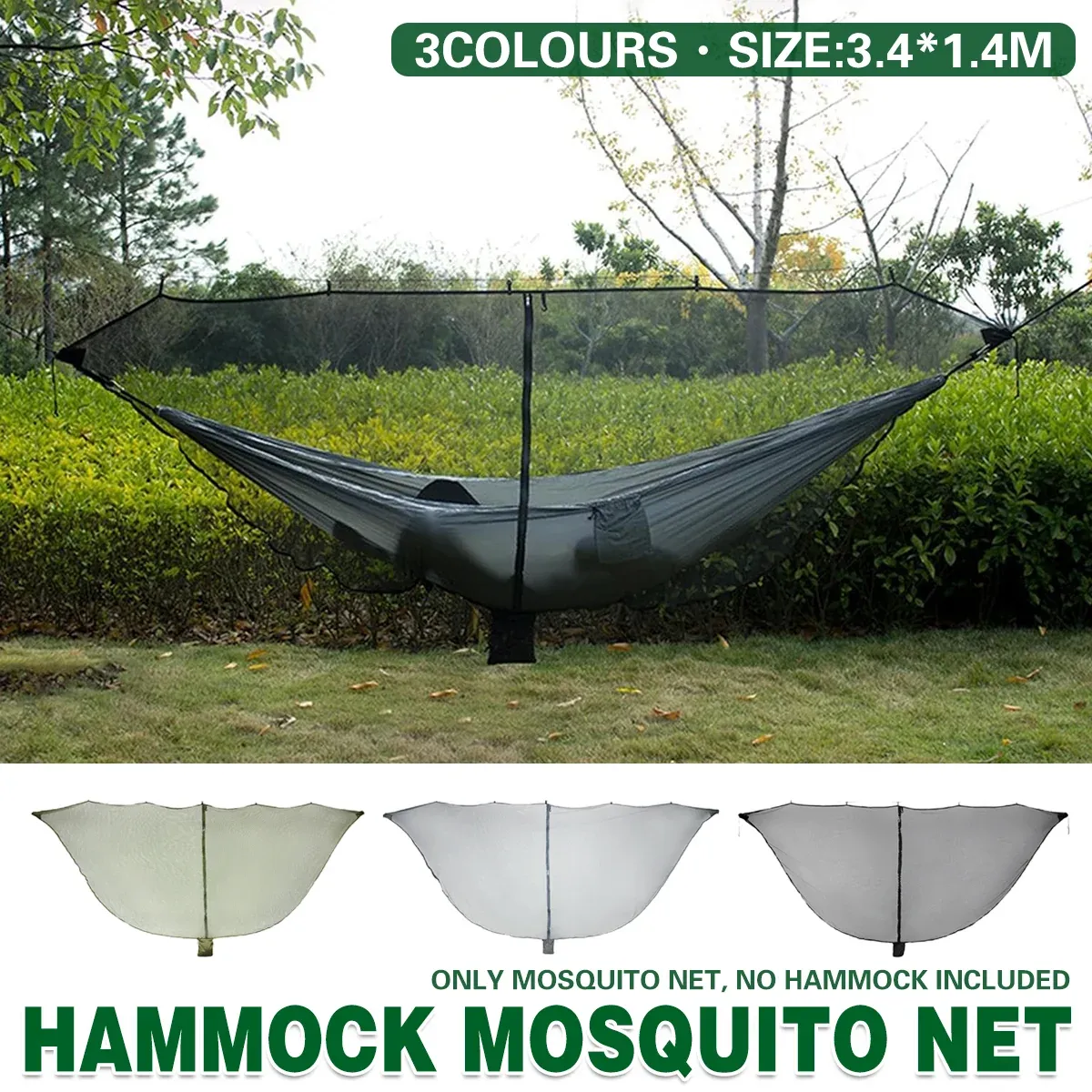 Hammock Mosquito Net Separate Anti-Mosquito Cover For Outdoor Picnic Camping - Grey — image 2