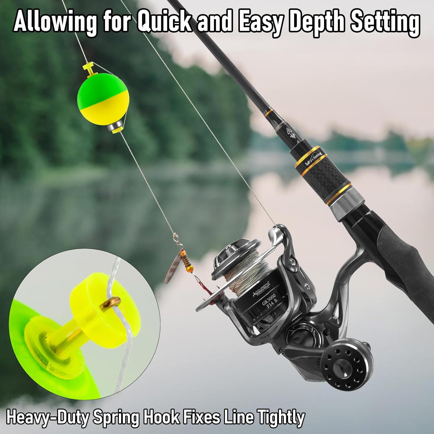 15-Pack Fishing Bobbers Floats, Weighted for Ball EVA Foam Snap-on Floats Corks Floaters Buoys Crappie Bass Panfish Bluegills Trout #S-0.93in-1/8oz โ image 5