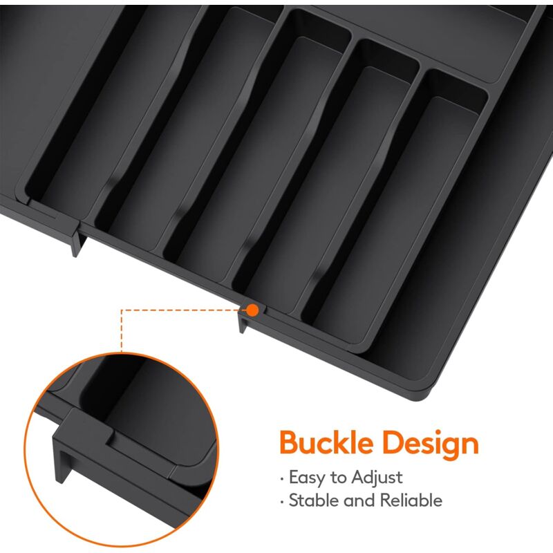 Cutlery Tray, Expandable Utensil Tray For Drawer, Adjustable Drawer Organizer For Kitchen, Compact Plastic Storage For — image 4