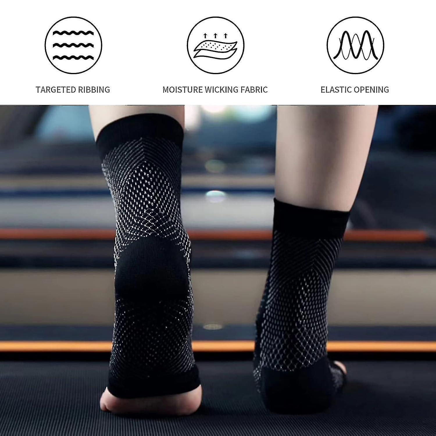 pairs of neuropathy socks, soothing socks for neuropathy pain, tendinitis compression socks, plantar fasciitis, neuropathy - Black - L XL โ image 5